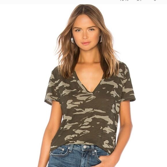 MONROW Camo V Neck Relaxed Tshirt S - Picture 1 of 10